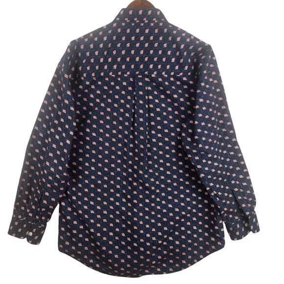 Ralph Lauren Chaps Men's Long Sleeve Bl American Flag Print Shirt Navy SZ L EUC - Picture 2 of 15